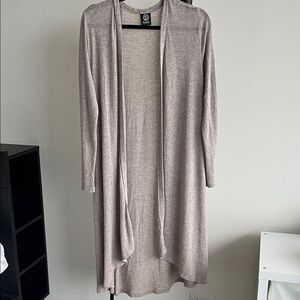 Women's Beige Open Front Longline Cardigan, medium